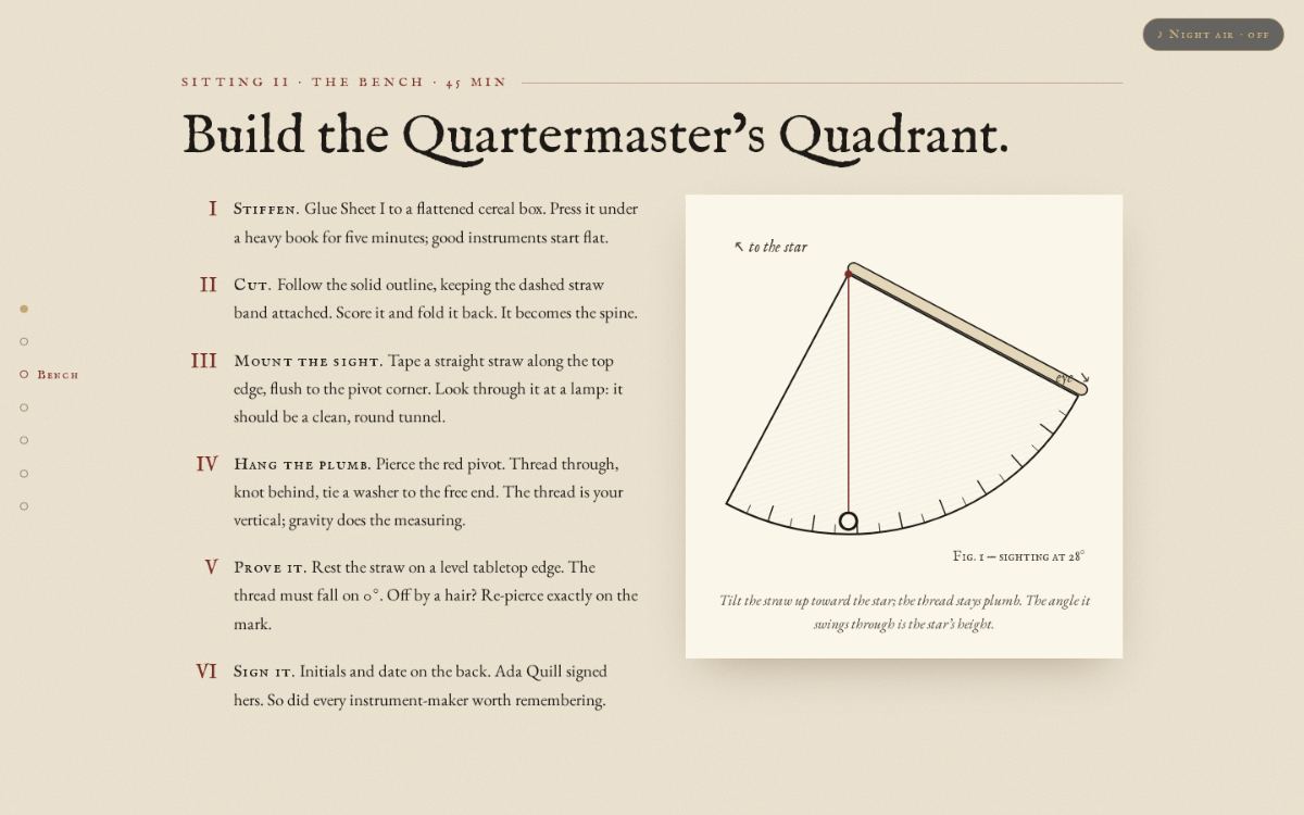 The Bench: illustrated steps to build the Quartermaster's Quadrant
